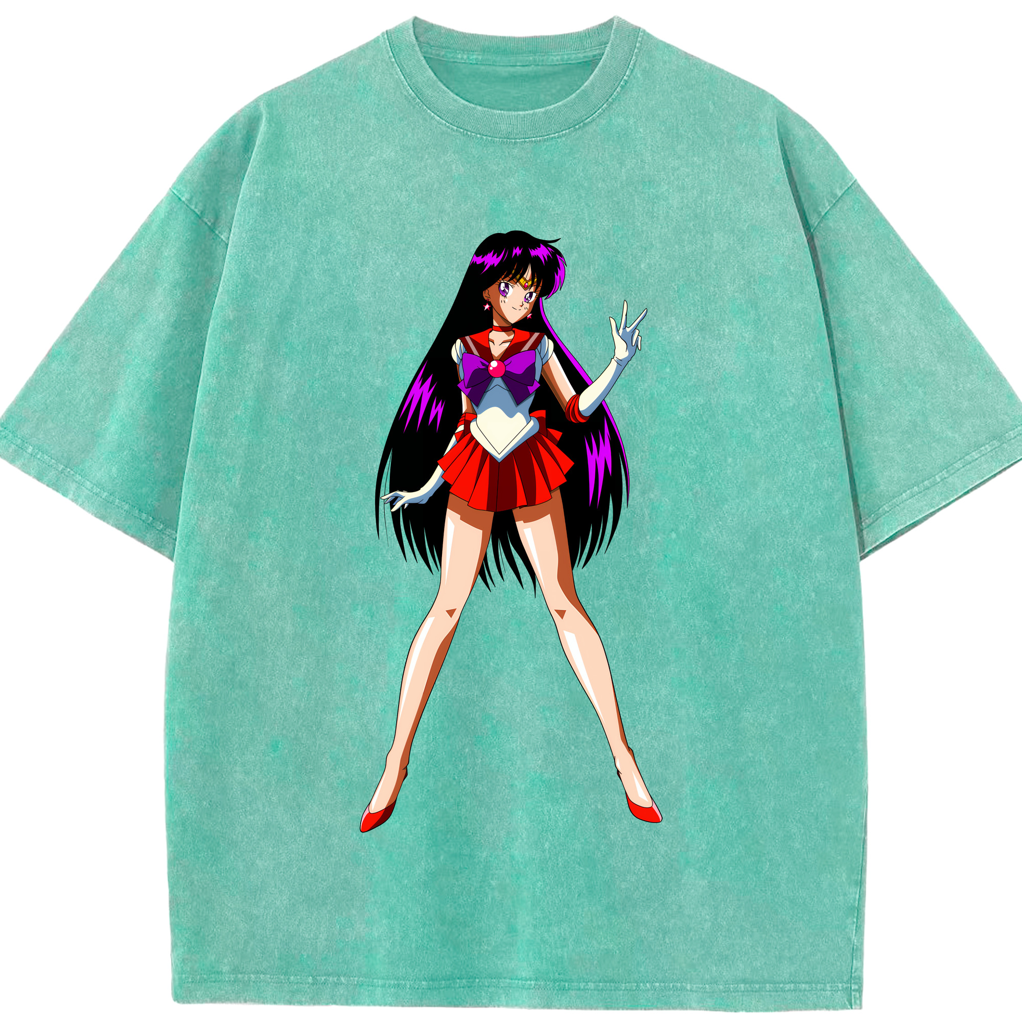 （画像用） 美少女戦士セーラームーン 火野レイ ひの レイ Sailor Moon Hino Rei （セーラーマーズ,Sailor Mars） 綿100% ヴィンテージ風 半袖Tシャツ（フロントプリント）